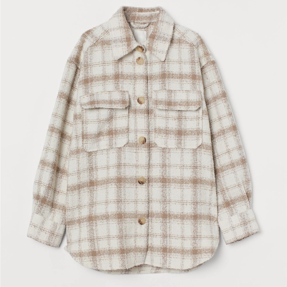 H&M OVERSIZED PLAID SHACKET- SIZE XS